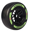 race tire with gray sidewall